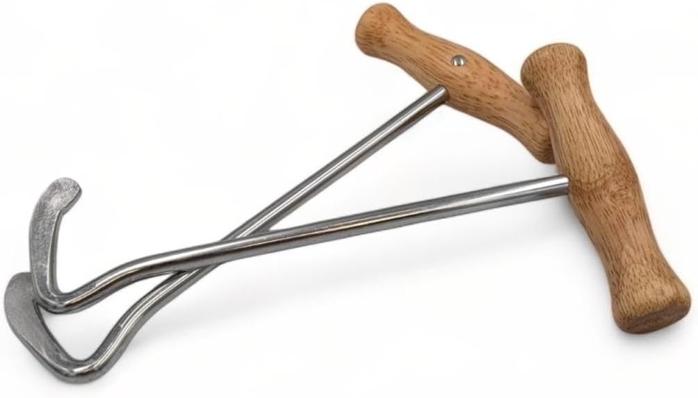 William Hunter Boot Hooks with Wooden Handle & Steel Hooks - Boot Pulls for Cowboy Boots for Men and Women - Durable Design & Comfortable Grip