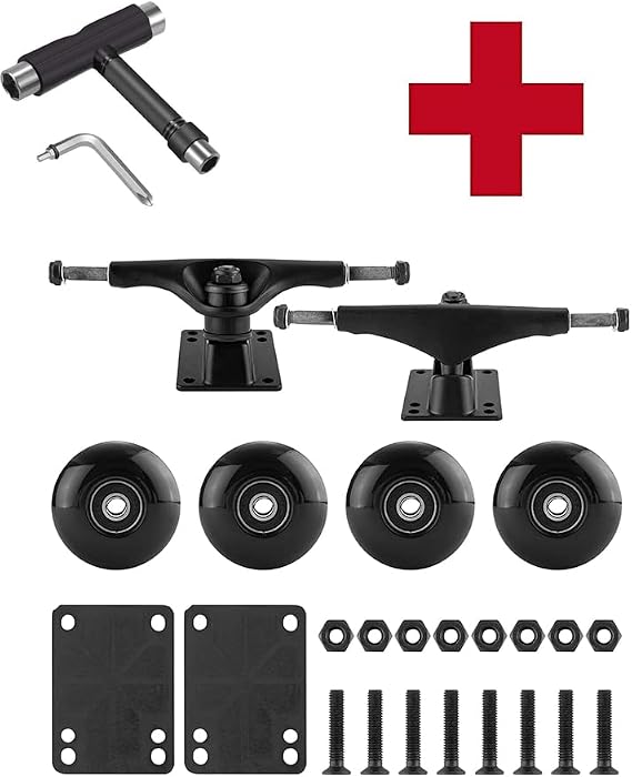 Skateboard Tools and Skateboard Wheels Set - Black