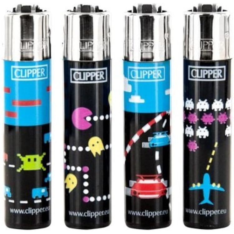 Bundle - 4 Items - Clipper Lighter Classic Video Games Atari Collection