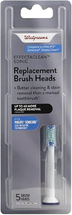 Walgreens Effectaclean Sonic Replacement Brush Heads 5 Pack(fits Philips sonicare)