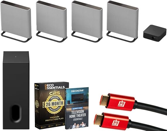 Sony BRAVIA Theater Quad with 16 Total Speakers HTA9M2 Bundle with Sub 7 Wireless Subwoofer, Deco Essential 26 Month CPS Protection Pack, 2X HDMI Cable and Deco Gear Home Theater Beginner's Guide