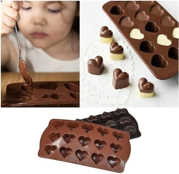 Orret Home Heart Shaped Silicone Chocolate Mold, Candy And Ice Mold, Silicone Easy Removable Mold For Cake And Table Decoration (1 Piece)
