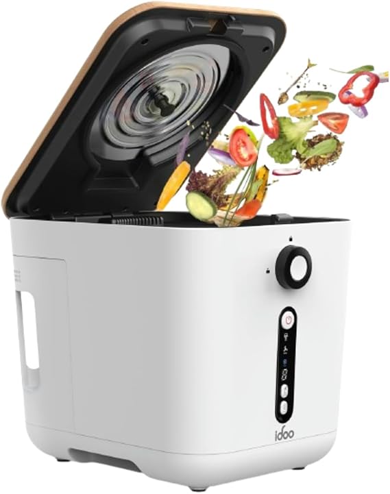 Upgraded Electric Composter for Kitchen, iDOO 3L Smart Countertop Composter Indoor Odorless with Detachable Carbon Filter, Auto Food Cycle Compost Machine, Scrap Food Waste to Dry Compost for Plants