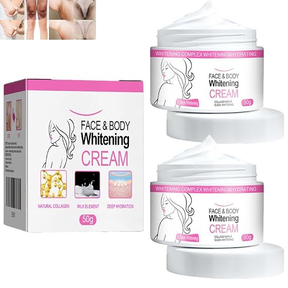 2026new 2pcs Crema para Aclarar las Axilas y Partes Intimas Collagen Cream for Women Crema Para Manchas Oscuras En La Cara Para Piel Entrepierna, Manchas Codos, Piernas Zonas,Rodillas Cuello 1.7oz