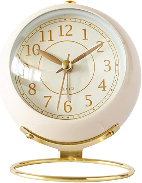 Silent Alarm Clock for Bedroom, Non-Ticking Analog Clock with Sweep Second Hand, Easy to Read Retro Desk Clock