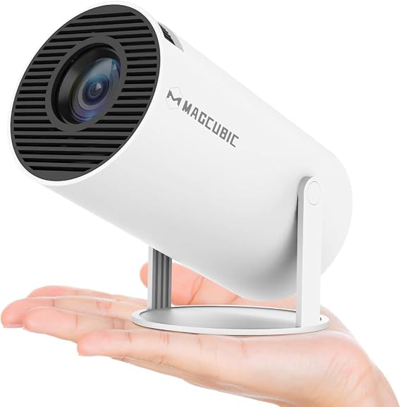 Mini-Projektor Magcubic HY300 Auto-Keystone-Korrektur tragbarer Projektor 4K/200 ANSI Smart-Projektor mit 24/5G WLAN BT-5.0 130-Zoll-Bildschirm 180-Grad-Flip rundes Design Heimvideoprojektor