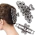 Fancy Hair Claw Jaw Clips Pins For Womens, Vintage Rhinestone Crystal Flowers Hair Barrette for Thick Hair Accessories Navy Blue