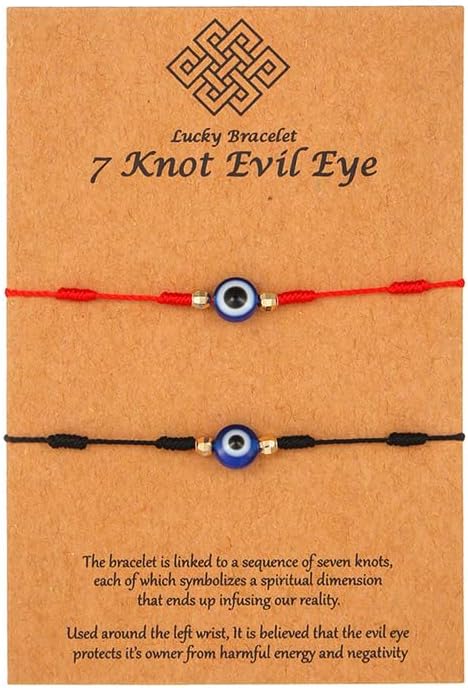 Blue Evil Eye Bracelets,Evil Eye Lucky Bracelet for Protection Blessing,Black Bead Protection Jewelry Handmade Bracelet for Women Men Gift