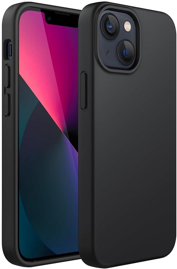 Merwish Apple iPhone 13 ve 14 Uyumlu Özel İpeksi Dokunuş Hissi Veren İçi Yumuşak Kadife Lansman Silikon Kılıf Kapak (Siyah)