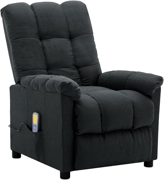 vidaXL Dark Gray Fabric Massage Recliner Chair - Modern, Comfortable, and Durable Seating Solution for Relaxing and Massage Spa Experience at Home