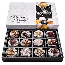 Pastry Perks Happy Birthday Gift Basket -12 Gourmet Chocolate-Covered Cookies, Delicious Celebration Treats for Men, Women, and Grandma Holiday Food Delivery Gift Ideas