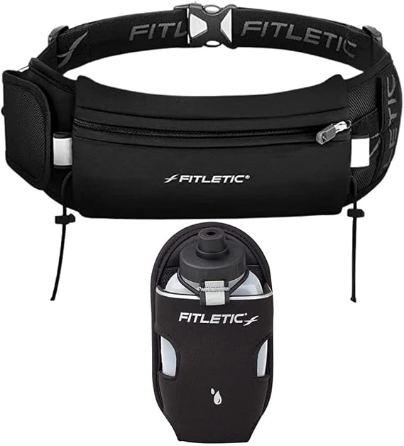Fitletic Ultimate II Running Belt & 8 oz Extra Mile Water Bottle Bundle