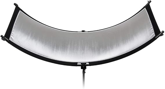 Fotodiox Crescent Moon Reflector - Curved Beauty Catch Light Reflector for Portraits and Head Shots Includes 6 Foot Stand