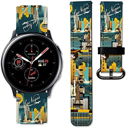 Las Vegas and other Cities leather band compatible with Samsung Galaxy Watch4 watch 4 classic 3 Active 2 Gear S3 S2 and other smart watches 20 and 22mm wristband CIT8 22mm, Las Vegas