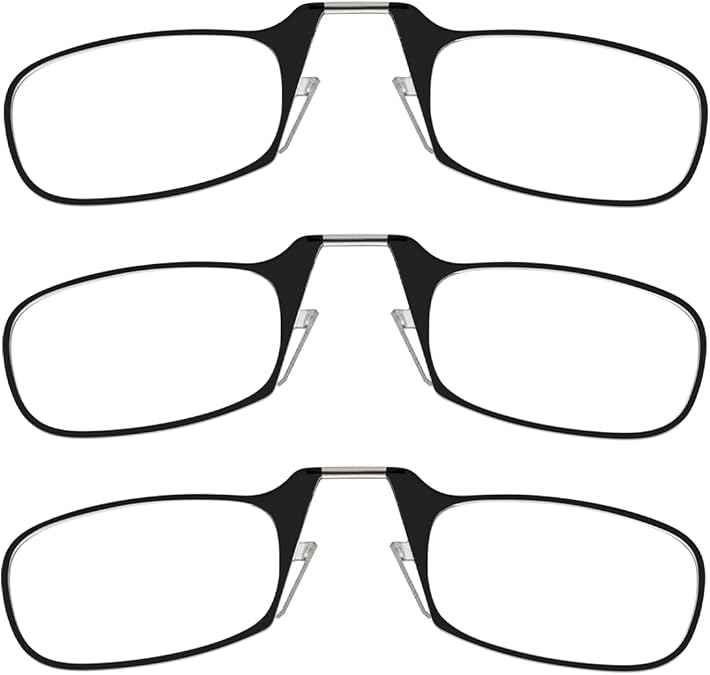 ThinOptics Readers Rectangular Reading Glasses, 3 Pack-Black, 44mm + 1.5