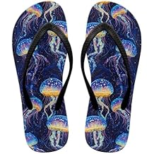 Women's Waterproof Flip Flops No-Slip House Slides Sandals Ultra-Lightweight Summer Pool Beach Sandals Black Strap Size 5.5-9.5