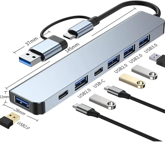 Type-C 7in1 Usb 3.0 Hub, USB/Type-c To USB A, USB C Macbook uyumlu Çevirici,
