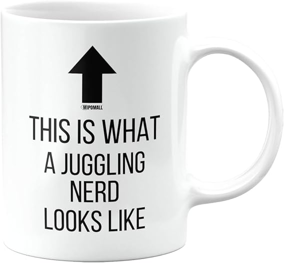Funny Mug for Juggling Nerd, Joke, Silly, Happy Birthday Gifts for Men or Women, Secret Santa, Presents for Christmas, Cup, This is What a Nerd Looks Like, mm-CA_343a_216