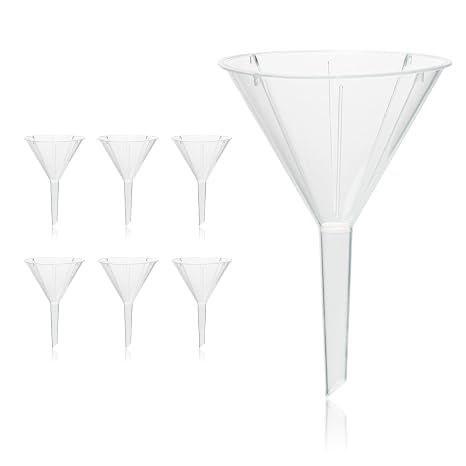 Utile 6pcs Plastic Analytical Funnel Set, PP Material, Top Diameter 70mm, Small Funnel for Lab Bottles, Recreational Activities, 4512.0015.6