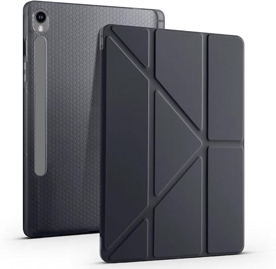Aksesuarcim Samsung Galaxy Tab S10 Lite SM-X400 ile Uyumlu Kılıf Silikon Yumuşak Kalem Bölmeli Esnek 4 Farklı Stand Olabilen Tablet Kılıfı Siyah