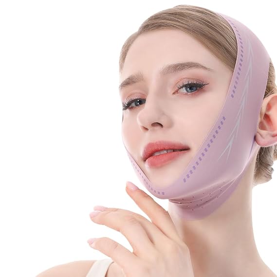 V Line Lifting Mask, V Shaped Face Mask, V Shaped Contouring Face Mask, Face Lifting Strap, Face Toning Belts, Jaw Exerciser, Washable and Reusable