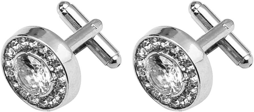 Crystal Cufflinks Tuxedo Shirt Studs for Men Rhinestone Cuff Links Tuxedo Formal Dress Shirt Accessories for Men Wedding Business Party Rhinestone Cufflinks Set