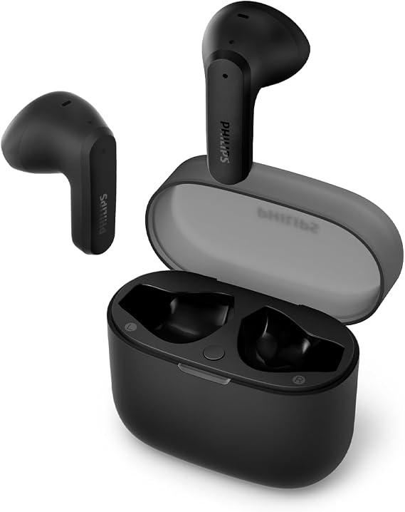 PHILIPS TAT2139BK/00 True Wireless In Ear Bluetooth Headphones - Small buds. Great value Natural sound. Dynamic bass, Pocket-sized charging case, Clear calls - Black