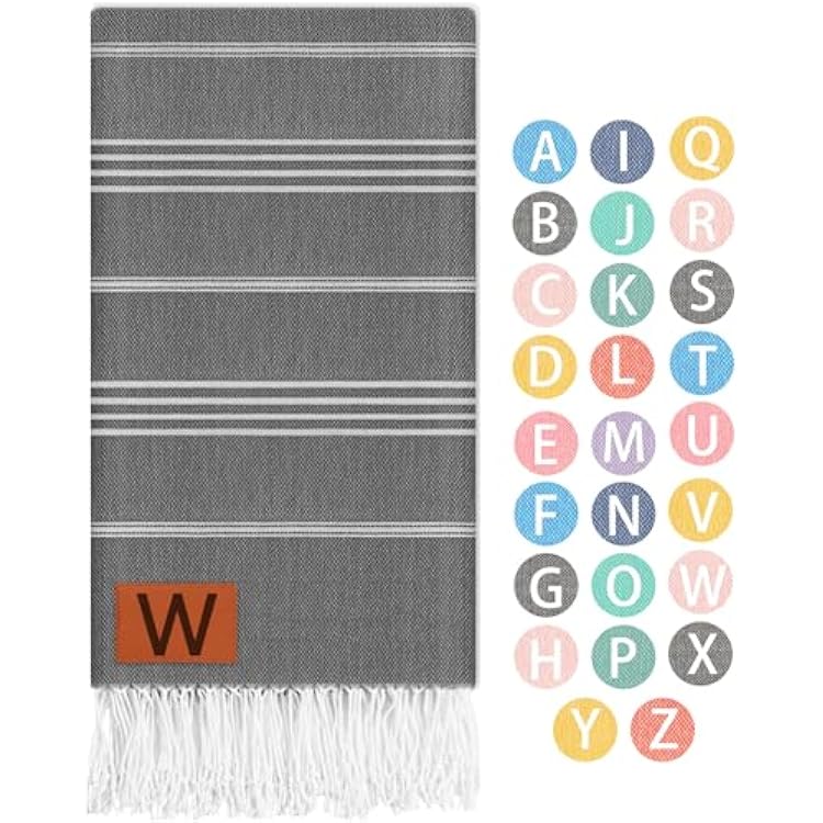 Antfuny Monogram Turkish Bath Towel Beach Blanket Bathroom Essentials Swim Poolside Pool Accessories Swim Must Haves Hot Tub Items Spa Gadgets Adult Women College Dorm Girl Student Stuff
