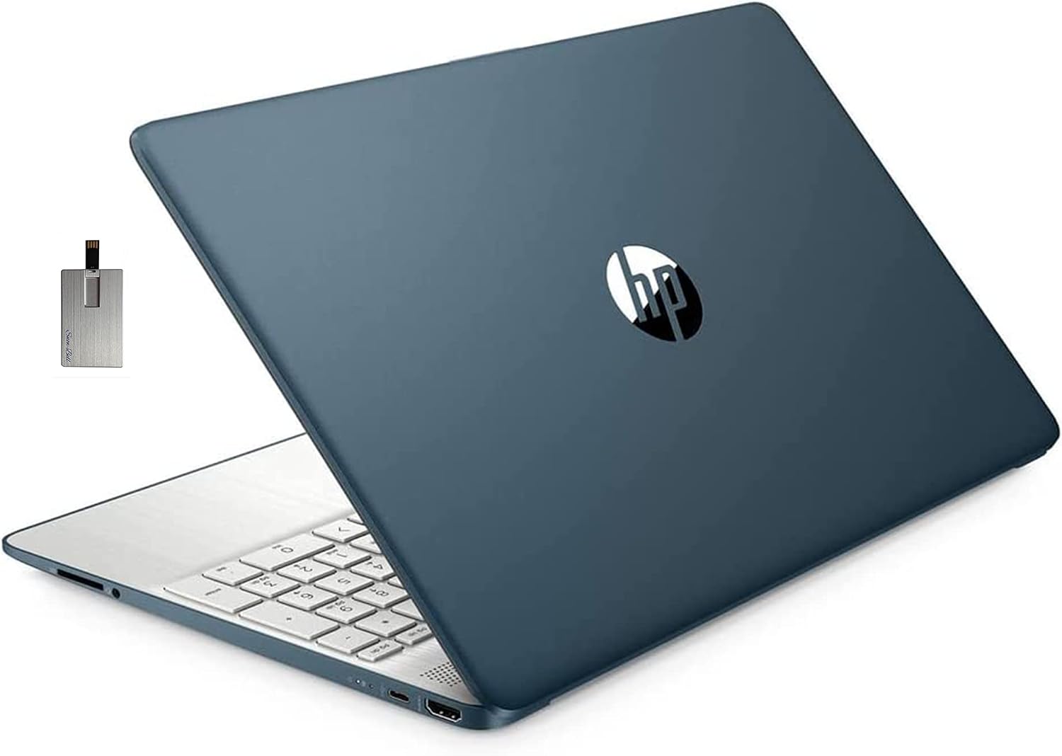 HP 2022 15.6 FHD Laptop Computer, AMD Ryzen 5-5500U ProcessorBeats Intel i7-1065G7, 32GB RAM, 1TB PCIe SSD, AMD Radeon Graphics, HD Webcam, Bluetooth, Wi-fi, Win 11, Blue, 32GB USB Card
