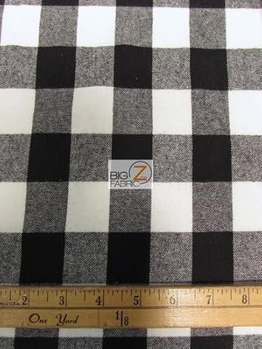 Big Z Fabric Tartan Plaid Uniform Apparel Flannel Fabric By The Yard DIY Clothing Apparel Accessories Pajamas Seasonal Holidays (Big Buffalo Black #36)