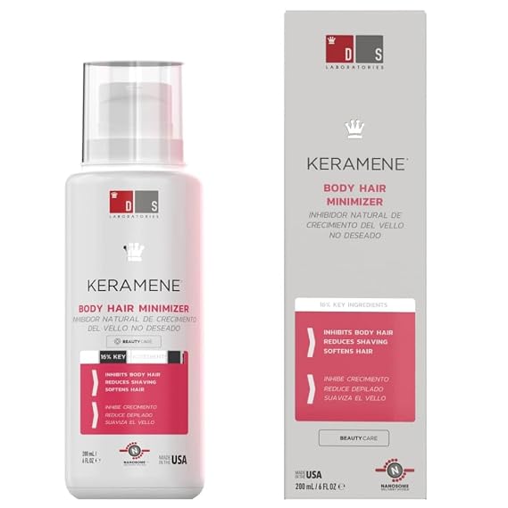 DS Labs Keramene Hair Minimizing Lotion - Helps Reduce the Look of Regrowth Between Hair Removal Sessions, Softens Texture & Smooths Skin, Paraben Free with Witch Hazel, 6 Fl oz