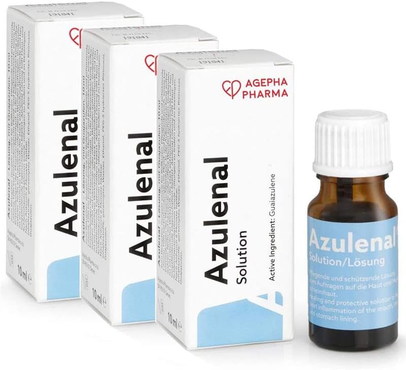 Solution for Mouth & Stomach Ulcers | Canker Sores, Gingivitis, Peptic Ulcers | Soothes Sore Throat & Aids Digestion | Anti-Inflammatory with Guaiazulene - 3 x 10ml Bottle