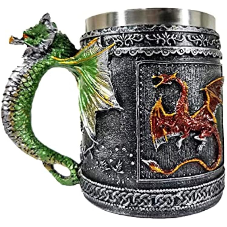Game of Thrones Medieval Roaring Dragon Mug, Dungeons and Dragons Beer Stein Tankard Coffee Mug for Dragon Lovers Collector, Ideas Gift Vikings Beer Mug, Novelty St. Patricks Day Decoration