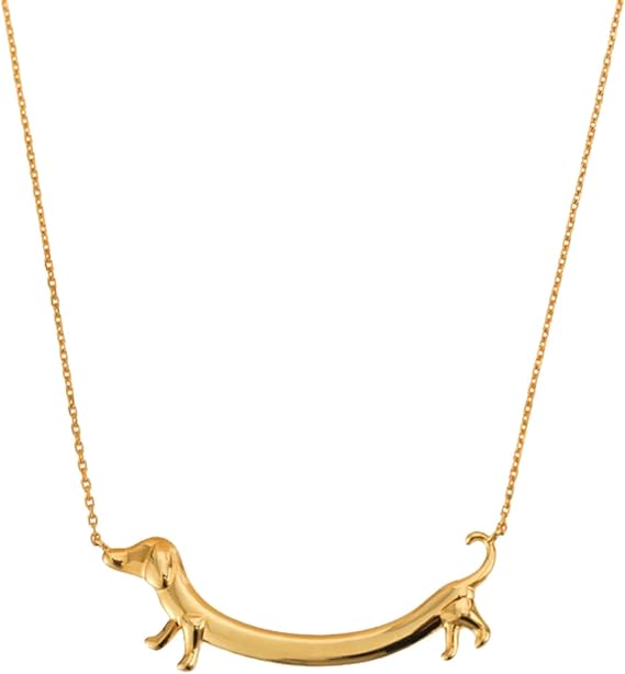 Dog Pendant Necklace Cute Dachshund Necklace Fashionable And Unique Neckchains Charming Dog Pendant Clavicular Chain Ornament For Dog Lovers, gold