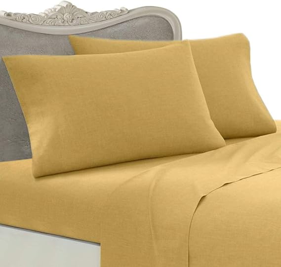 Luxurious 300 Thread-Count, Queen Pillow Cases, Gold Solid, Set of 2
