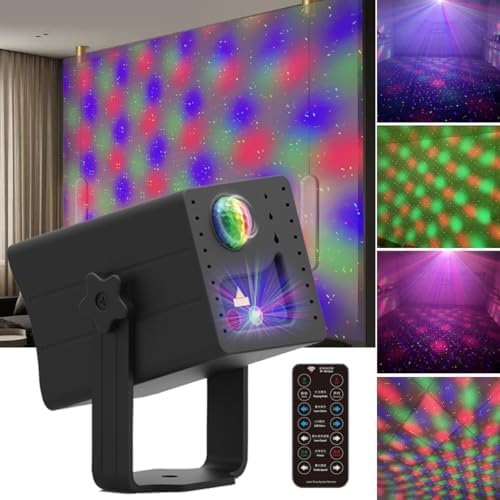 Portable Rechargeable RGB Laser-LED Light Sound Activated Projector for DJ Disco Stage Party Xmas Pub KTV Dance Mood Birthday Wedding in-Car Travel Show Home Camp Trip RGB LED & RGB Stars Laser