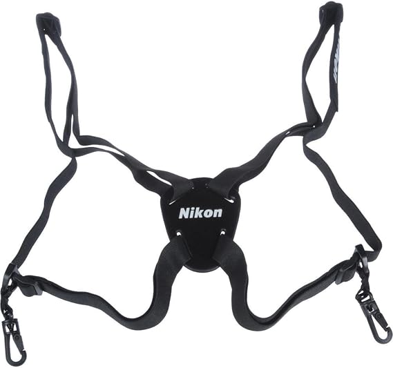 Nikon 6121 PROSTAFF Bino Harness,Black | Elastic shoulder strap system with quick-release connections for birdwatching, hiking and wildlife observation