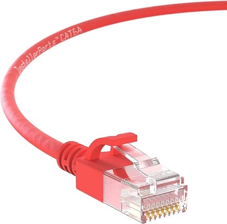 InstallerParts (20 Pack Ethernet Cable CAT6 28AWG Booted Slim Cable 7 FT Red - Professional Series - 10Gigabit/Sec Network/High Speed Internet Cable, 550MHZ