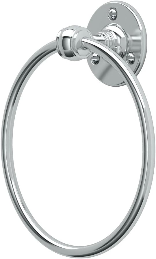 Gatco 4412 Cafe Hand Towel Ring, Wall Mounted Bathroom Towel Holder with Decorative Modern Hardware and EZ Anchor Installation, Chrome Finish