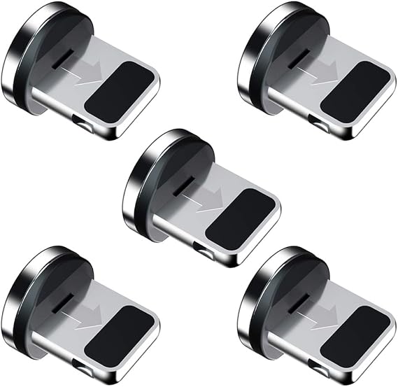 Ankndo Magnetic Connector Tip Heads (5-Pack) Magnetic Adapter 360 Rotating Strong Magnetic Phone Cable Adapter for lProduct Device