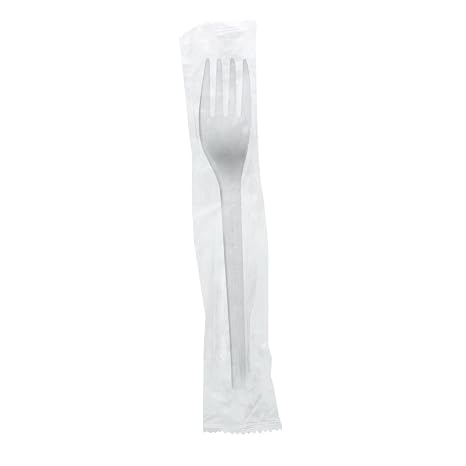 Vegware Compostable CPLA White Plastic Forks, Case of 1000, Individually Wrapped, Disposable, Renewable Material Made from Plants, Sturdy and Strong, Hot or Cold Applications