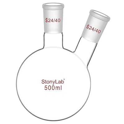 StonyLab Glass Heavy Wall 2 Neck Round Bottom Flask with 2440 Center and Side Standard Outer Joint