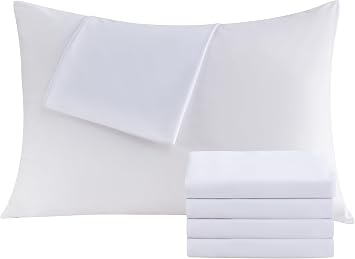 White Pillowcases Queen 4 Pack, 20x30 Pillow Cases with Envelope Closure, Soft Plain Brushed Microfiber Covers Breathable Wrinkle-Resistant