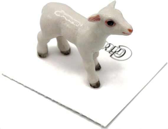 Little Critterz White Lamb Decorative Porcelain Display Object Barley Handcrafted Hand-Painted Adult Home Decor Accent