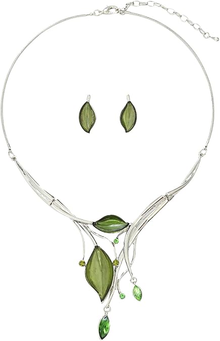 Vintage Chunky Statement Jewelry Set Retro Leaf Floral Geometric Bohemian Boho Bib Necklace Earring Set Fashion Costume Jewelry for Women Girls Wedding Party Prom Unique Gift