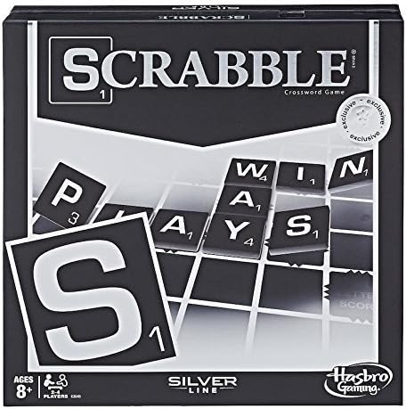 Scrabble Silver Line Edition - Produced by Hasbro - Premium Monochromatic Color Scheme Twist on the Classic Crossword Game - Great, Fun Family Game - Encourages Creativity