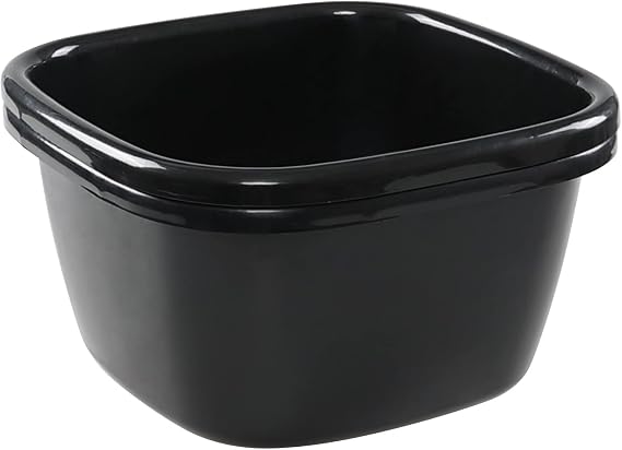 Ggbin 18 Quart Square Wash Basin, 2 Pack Plastic Dish Tubs, Black Dish Bins