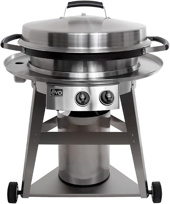 evo Professional Series Gas Grill on Cart (10-0002-LP), Seasoned Steel Cooktop, Propane