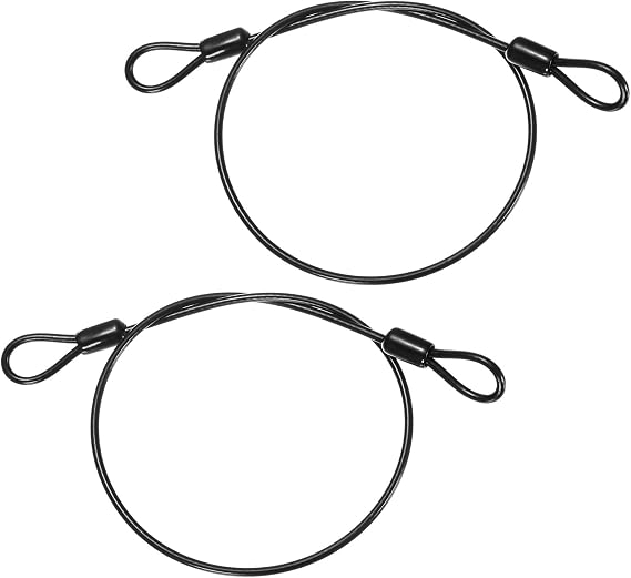 Security Cable with Loops [2Pcs] - 1.64ft / 64.6 Inch Stainless Steel Luggage Lock Safety Cable Use for Bikes & Luggage & Toolbox, Tent - [Black] Wire Rope Lanyard