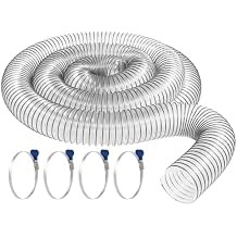 Peachtree Woodworking Supply 4" x 10' PVC Dust Collection Hose with 4 Thumbscrew Clamps, Proudly Made in USA Puncture Resistant PVC Hose with Carbon Steel Wire, Flexible Clear, Fume Collection
